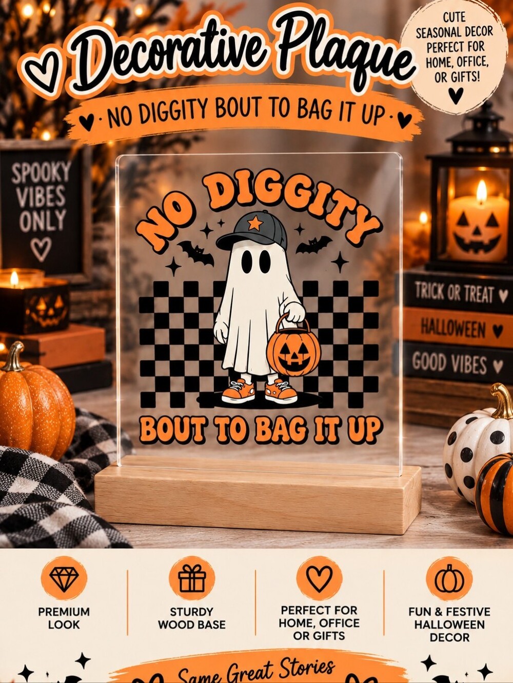 Halloween Ghost Decorative Plaque!